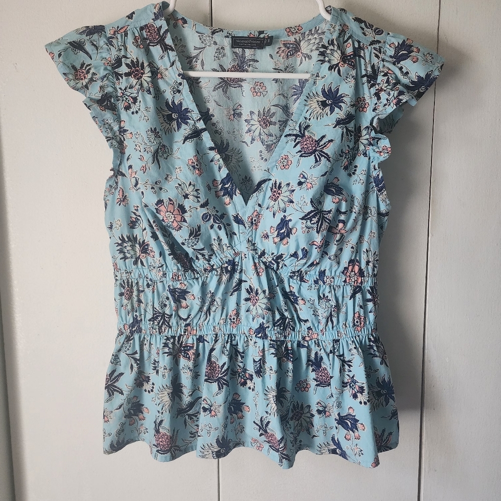 Vineyard Vines Marina Flutter Sleeve Poplin Top, S